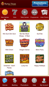 Royal Vegas mobile app screenshot