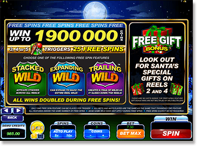 Play Santa's Wild Ride video slots for real money