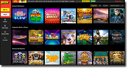 Rizk online casino games catalogue