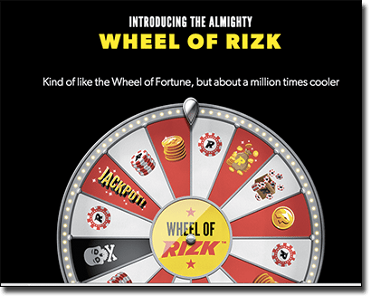 Wheel of Rizk loyalty program at Rizk Casino