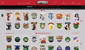 A sample of Boombet Casino's instant-play game lobby.